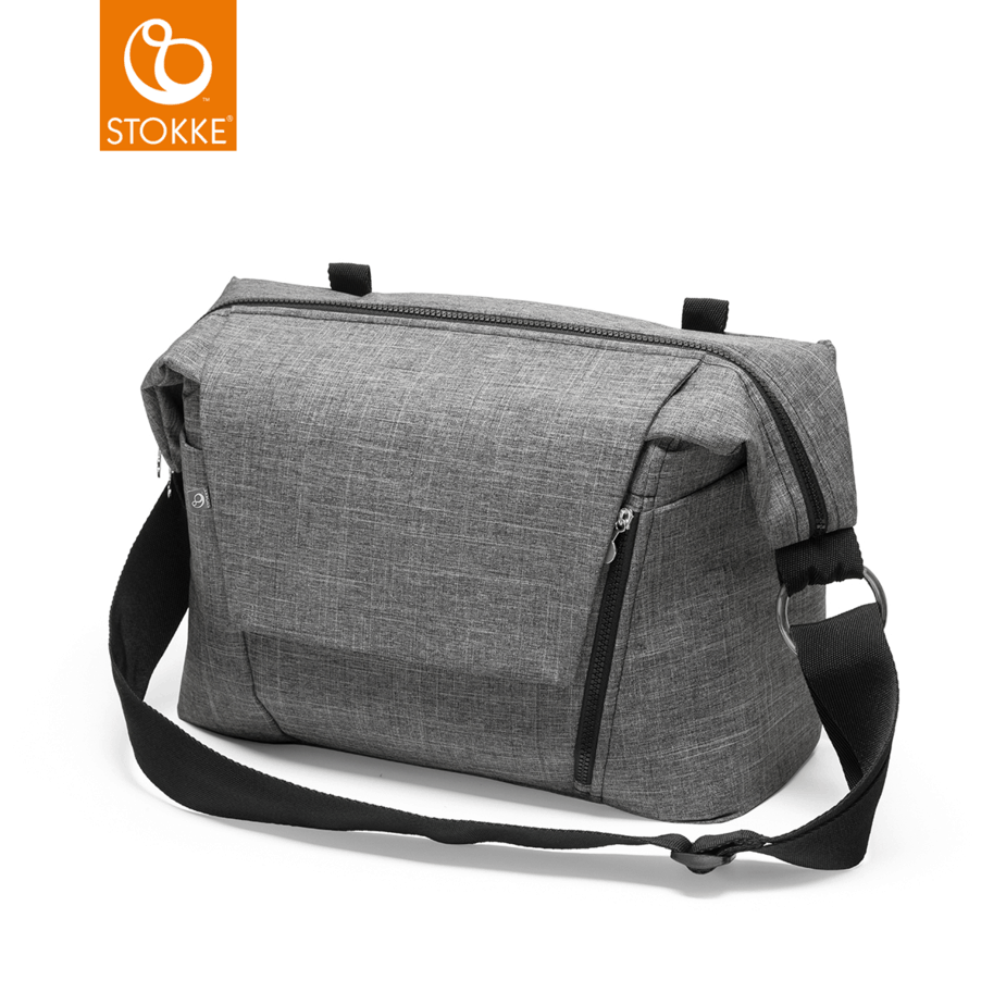 457104-stokke-black-melange-stroller-change-bag-nappy-pushchair-pram-out-and-about-walking-baby-bottles-xplory-scoot-trailz