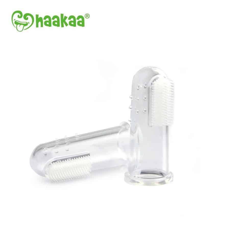 bhk027 haakaa silicone finger brush mum baby teeth toothbrush