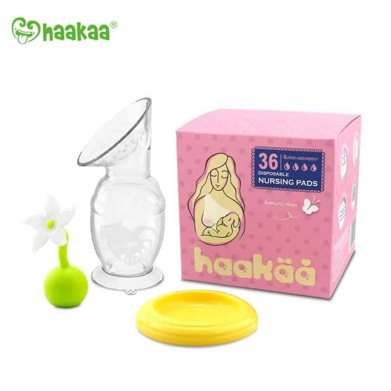 gbhk08 w haakaa new mum gift pack breast feeding pump cap stopper silicone nursing pads set present pregnant white baby 1