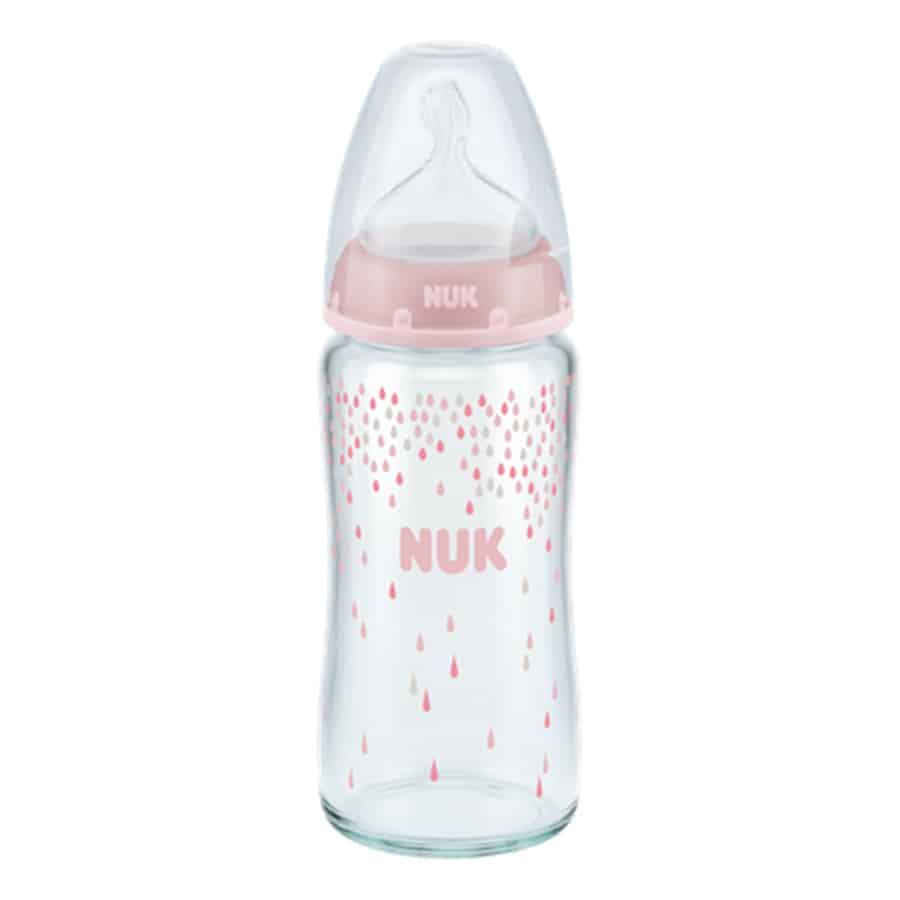 Nuk-first-choice-plus-glass-baby-bottle-240ml-with-teat-pink