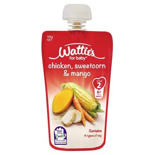 Wattie's Baby Food 120g Pouch (Stage 2) - Chicken, Corn & Mango-0