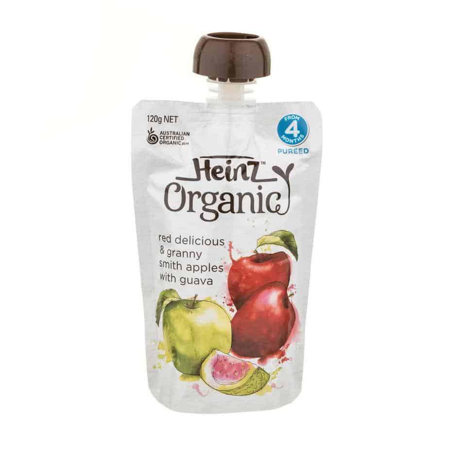 Heinz Organic Baby Food 120g Pouch (Stage 1) - Red Delicious & Granny Smith with Guava-0