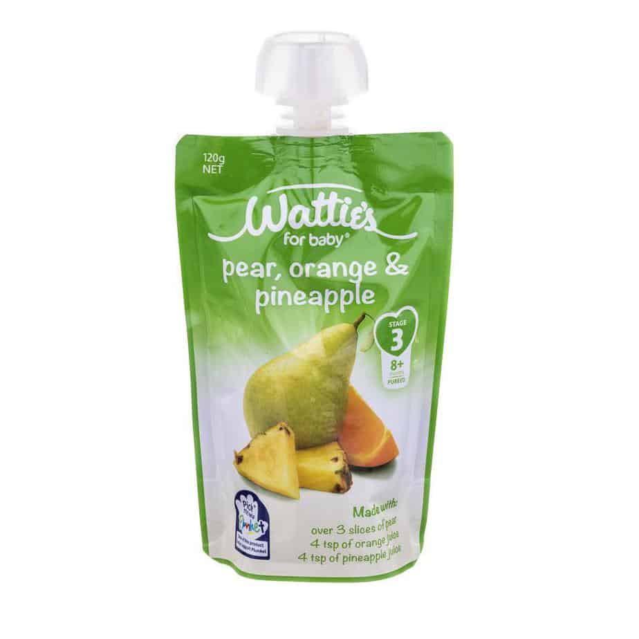 Wattie's Baby Food 120g Pouch (Stage 3) - Pear, Orange & Pineapple-0