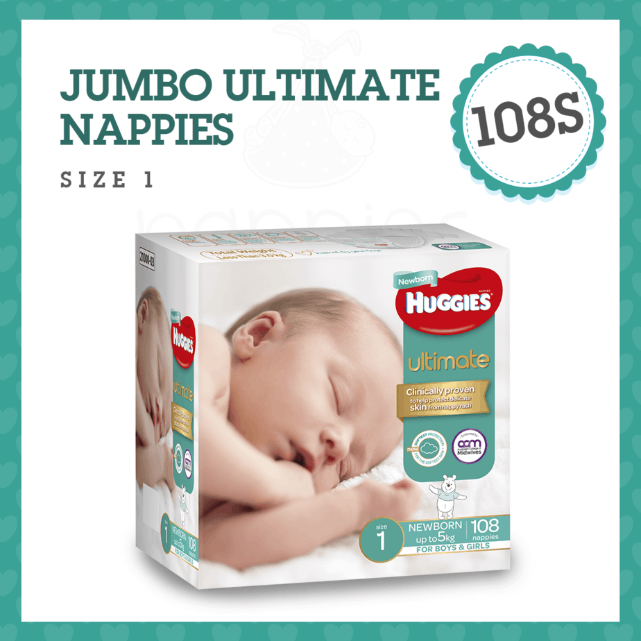 Huggies® Ultimate Newborn Nappies Jumbo 108s-0