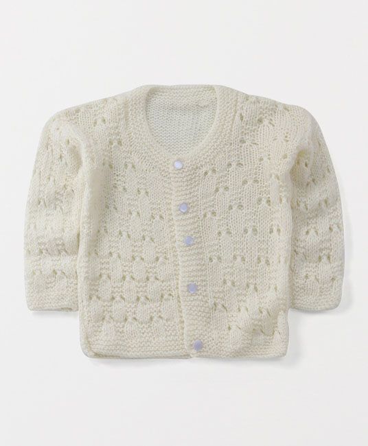 Baby Full Sleeves Sweater Cap And Booties Set - Cream-4031