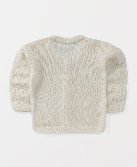 Baby Full Sleeves Sweater Cap And Booties Set - Cream-4032