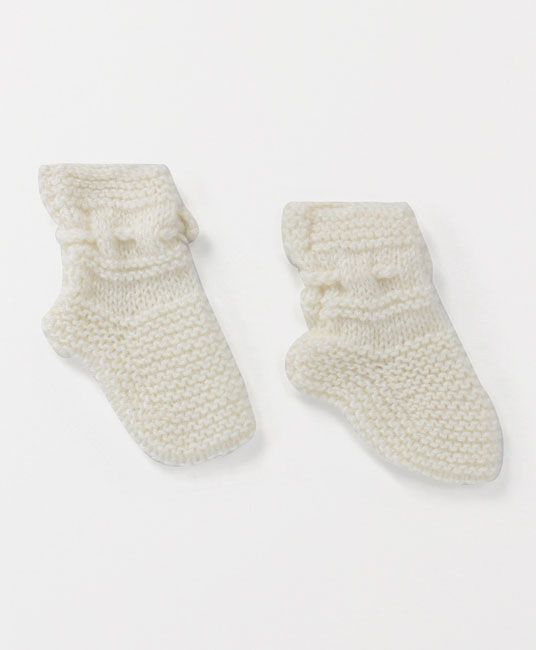 Baby Full Sleeves Sweater Cap And Booties Set - Cream-4033