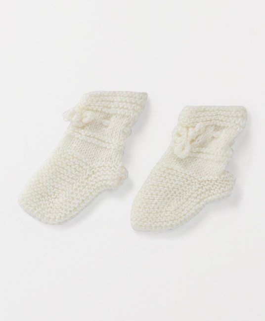 Baby Full Sleeves Sweater Cap And Booties Set - Cream-4034
