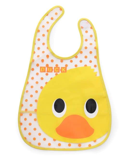 Baby Waterproof Plastic Crumb Catcher Bib Duck Print (Color May Vary)-0