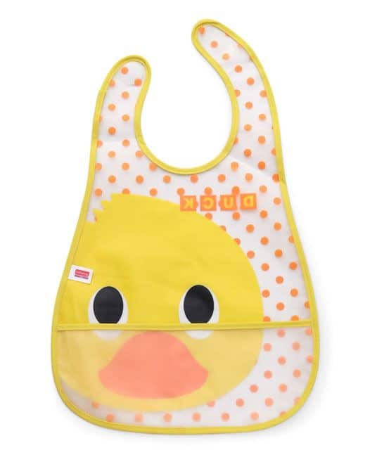 Baby Waterproof Plastic Crumb Catcher Bib Duck Print (Color May Vary)-5051