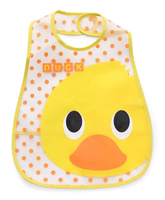 Baby Waterproof Plastic Crumb Catcher Bib Duck Print (Color May Vary)-5052