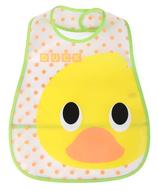 Baby Waterproof Plastic Crumb Catcher Bib Duck Print (Color May Vary)-5055
