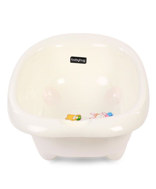 Baby Bath Tub Bear & Bunny Print - Off White-5597