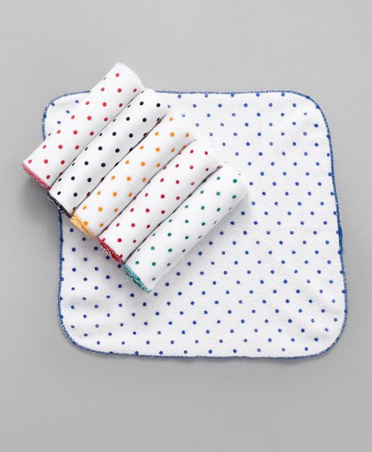 Baby Terry Face Napkins Polka Dot Print Pack Of 6 - Multicolor-4551