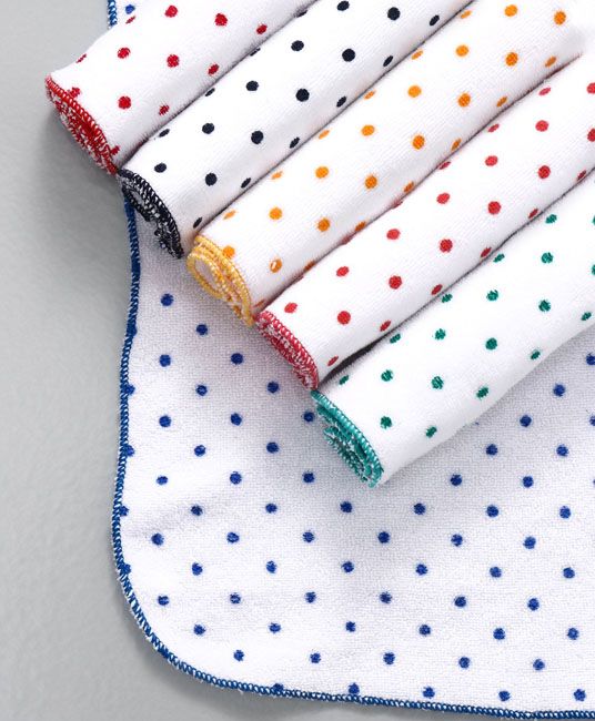 Baby Terry Face Napkins Polka Dot Print Pack Of 6 - Multicolor-4553