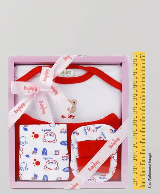 Baby Baby Clothing Gift Set Bear Print Red - Pack of 4-2988