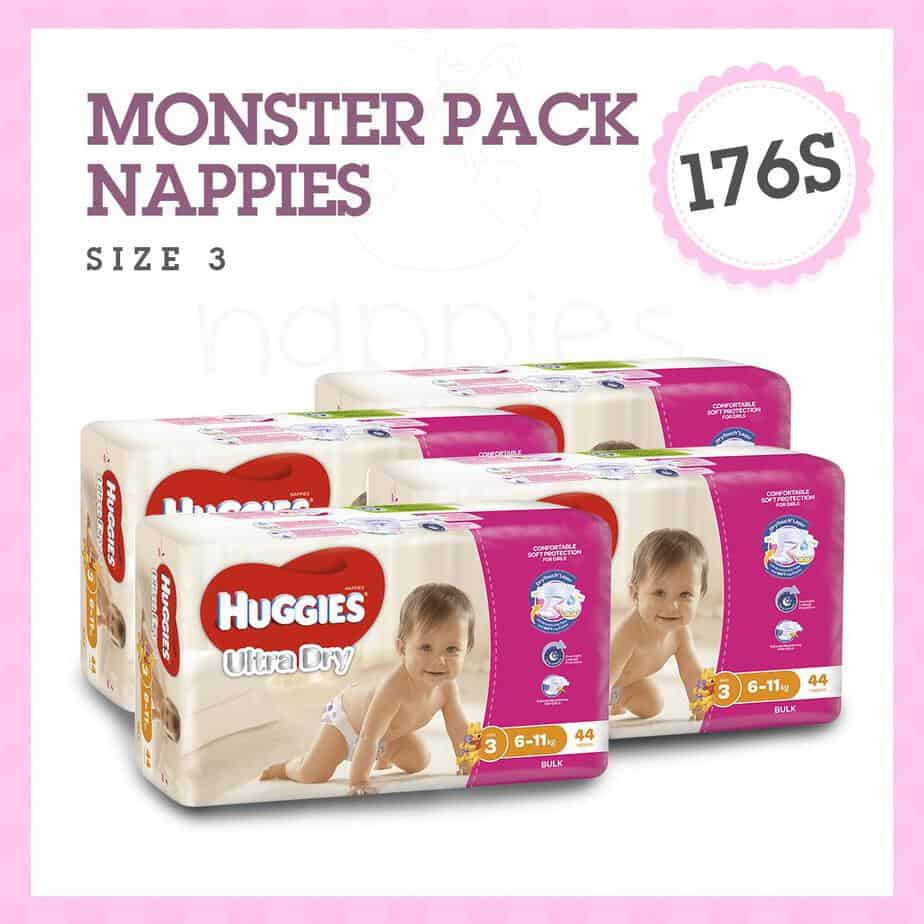 'Monster Box' Huggies® Nappies Crawler Girl 6-11kg 176s-0