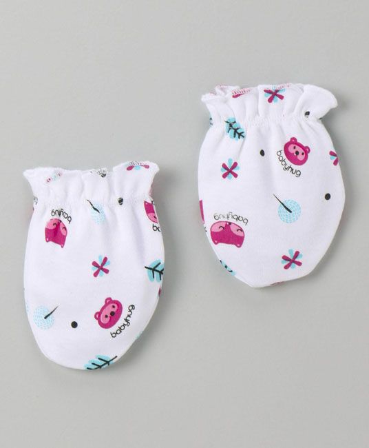 Baby Cap Mittens & Booties Set Animal Print - White & Pink-2643