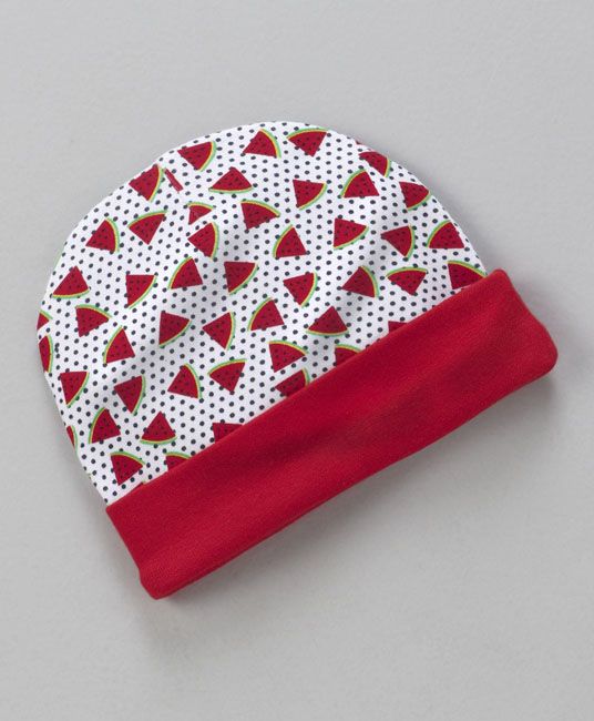 Baby Cap Mittens & Booties Set Watermelon Print - Red-2708