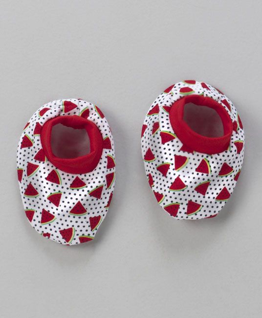Baby Cap Mittens & Booties Set Watermelon Print - Red-2710