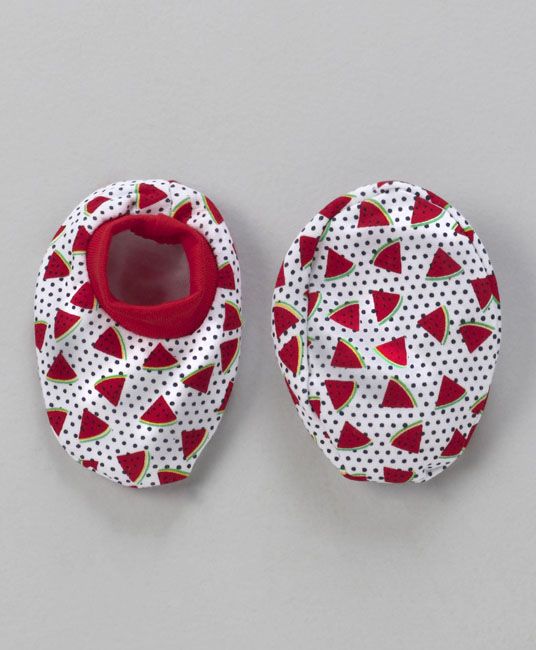 Baby Cap Mittens & Booties Set Watermelon Print - Red-2711