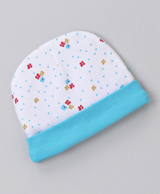 Baby Cap Mittens & Booties Set Dot Print - Blue-2750