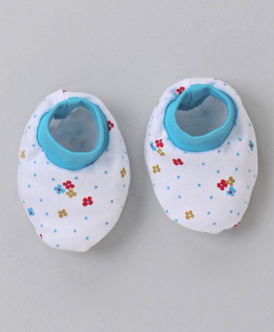 Baby Cap Mittens & Booties Set Dot Print - Blue-2752