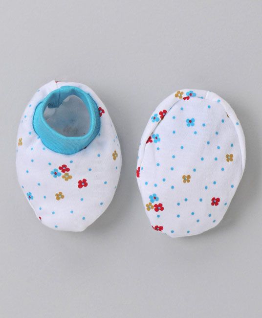 Baby Cap Mittens & Booties Set Dot Print - Blue-2753