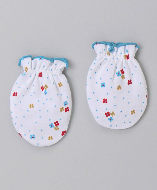 Baby Cap Mittens & Booties Set Dot Print - Blue-2754