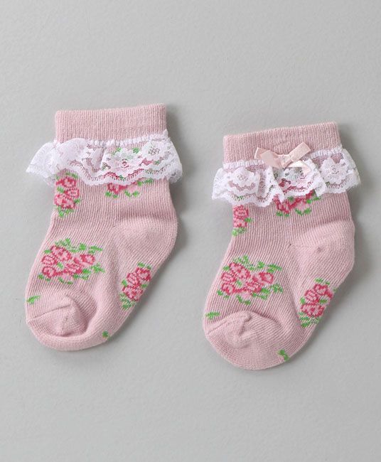 Baby Anti Bacterial Ankle Length Socks Floral Print - Pink-0