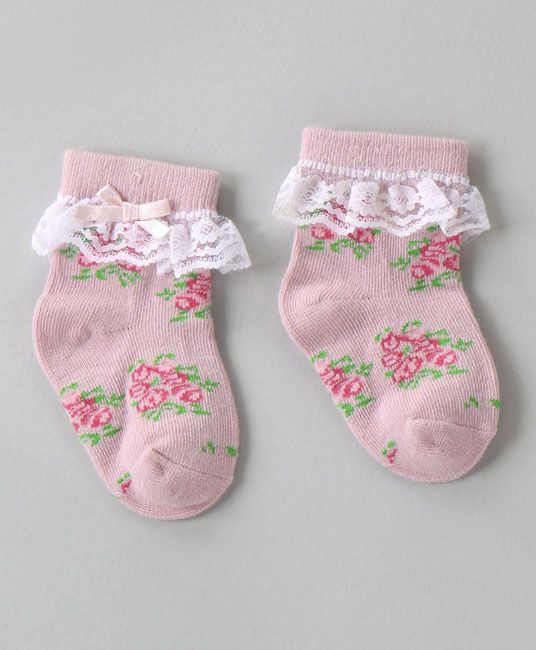 Baby Anti Bacterial Ankle Length Socks Floral Print - Pink-4086