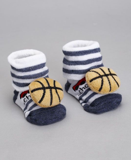 Baby Socks Shoes Rugby Ball Applique - Dark Grey-4099
