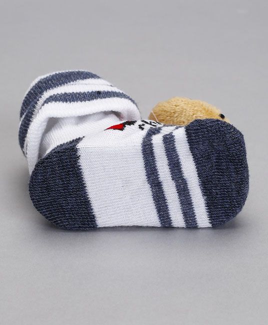 Baby Socks Shoes Rugby Ball Applique - Dark Grey-4101