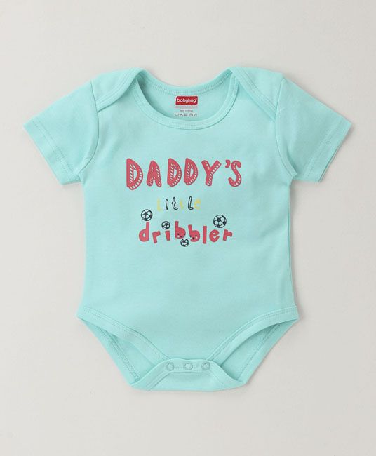Baby Short Sleeves Onesie Text Print - Sea Green-0