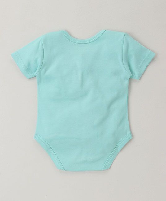 Baby Short Sleeves Onesie Text Print - Sea Green-3203