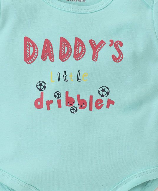 Baby Short Sleeves Onesie Text Print - Sea Green-3204