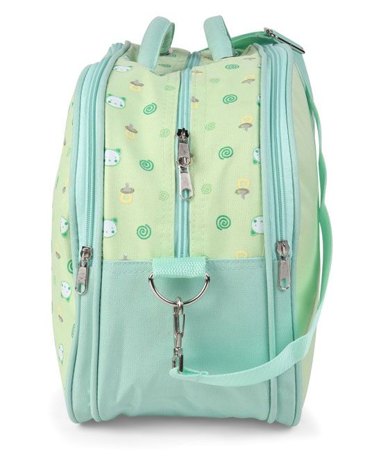 Baby Diaper Bag With Changing Mat Kitty Print - Green-5218