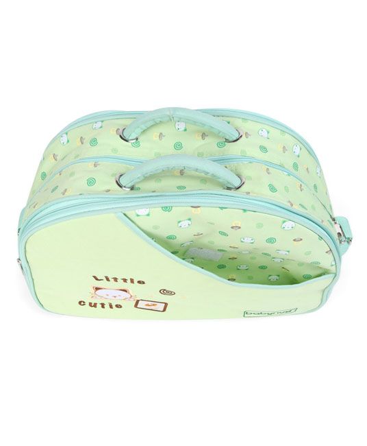 Baby Diaper Bag With Changing Mat Kitty Print - Green-5221