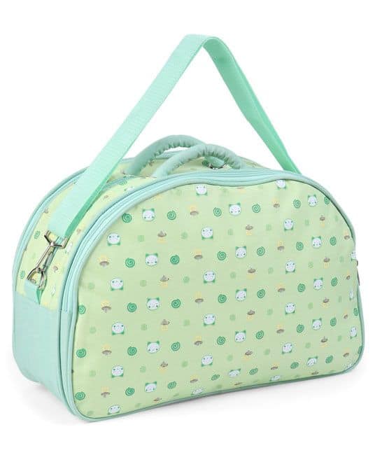 Baby Diaper Bag With Changing Mat Kitty Print - Green-5225