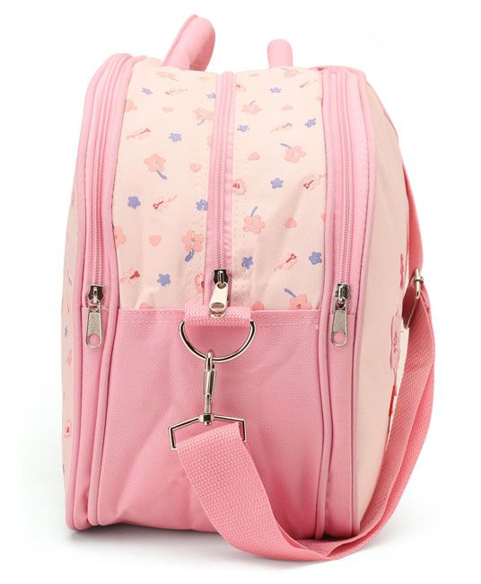 Baby Diaper Bag With Changing Mat Heart & Floral Print - Pink-5228