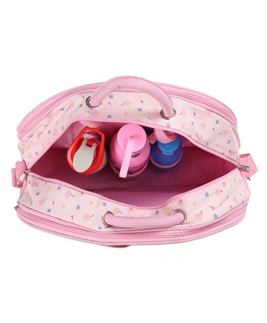 Baby Diaper Bag With Changing Mat Heart & Floral Print - Pink-5229
