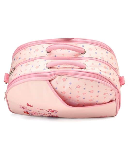 Baby Diaper Bag With Changing Mat Heart & Floral Print - Pink-5231