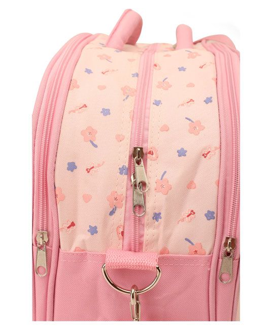 Baby Diaper Bag With Changing Mat Heart & Floral Print - Pink-5232