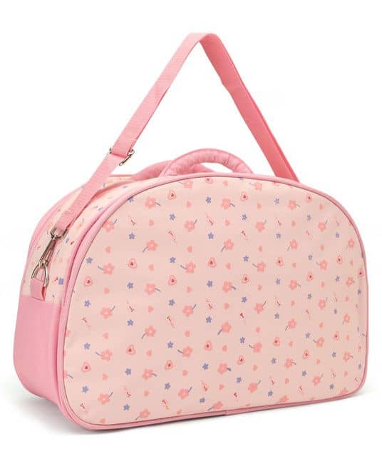 Baby Diaper Bag With Changing Mat Heart & Floral Print - Pink-5235