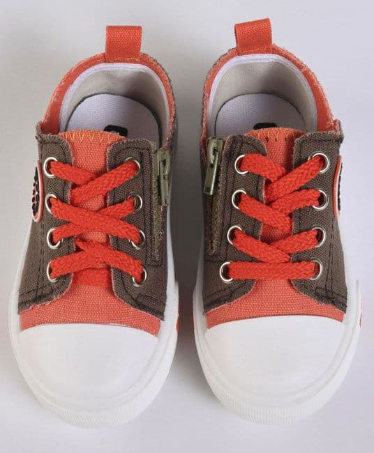 Baby Casual Canvas Shoes - Boy -Brown & Orange-Size 20-0
