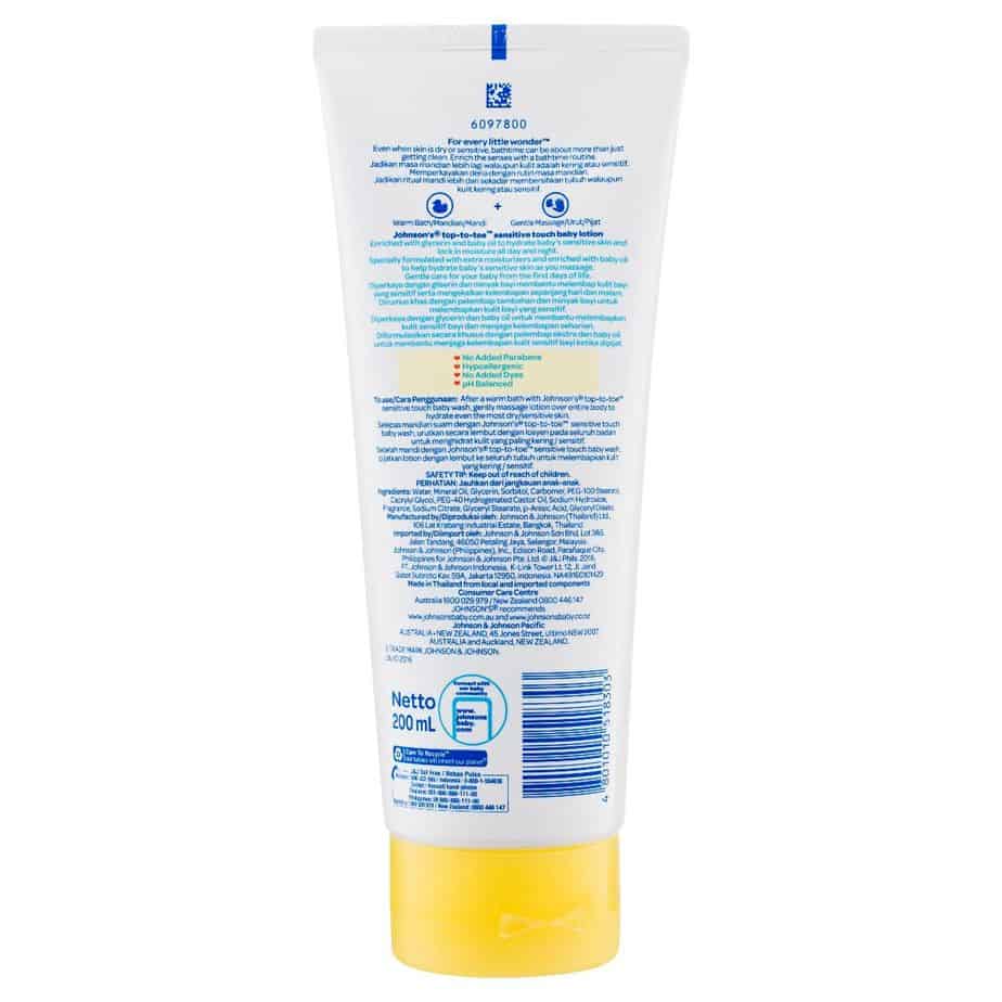 Johnson's Top-to-Toe Sensitive Touch Lotion 200mL-1216