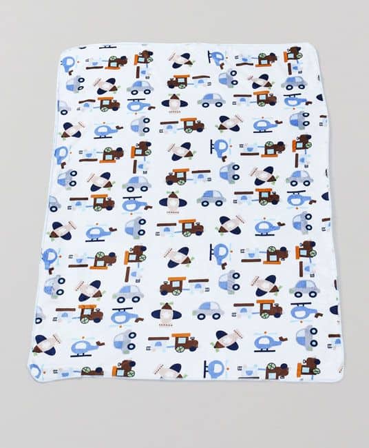 Baby Sherin & Poly Wool Blanket Multi Vehicle Print - Blue-2963