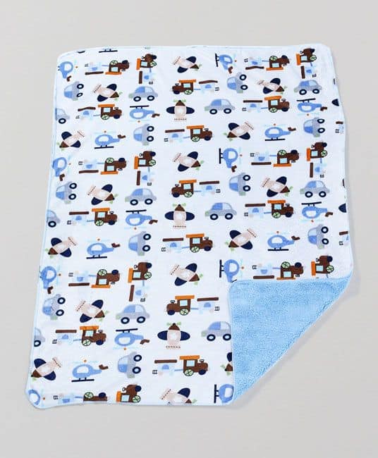 Baby Sherin & Poly Wool Blanket Multi Vehicle Print - Blue-2964