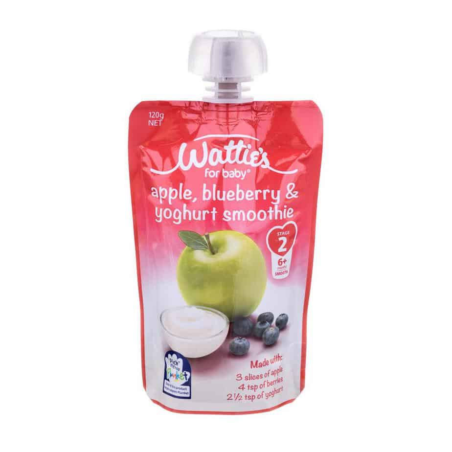 Wattie's Baby Food 120g Pouch (Stage 2) - Apple, Blueberry & Yoghurt Smoothie-0