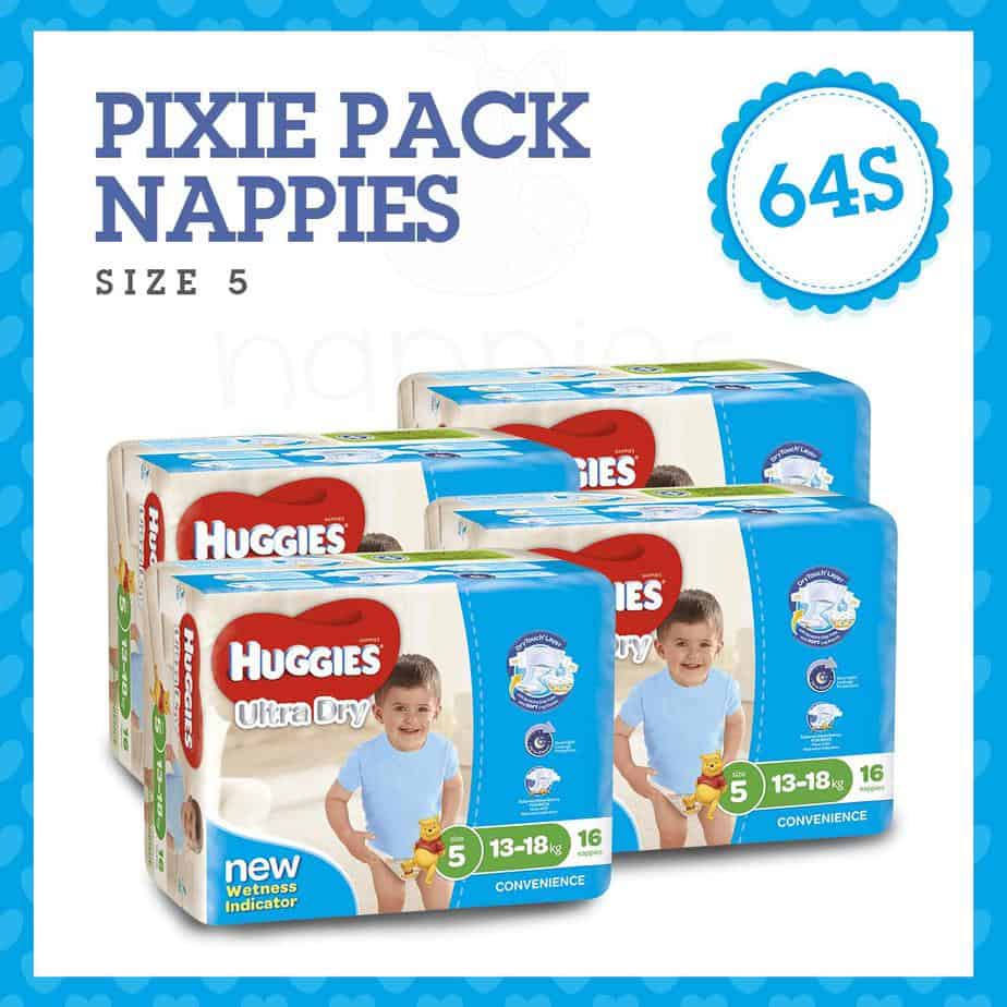Pixie Box' Huggies® Nappies Walker Boy 13-18kg 64s-0